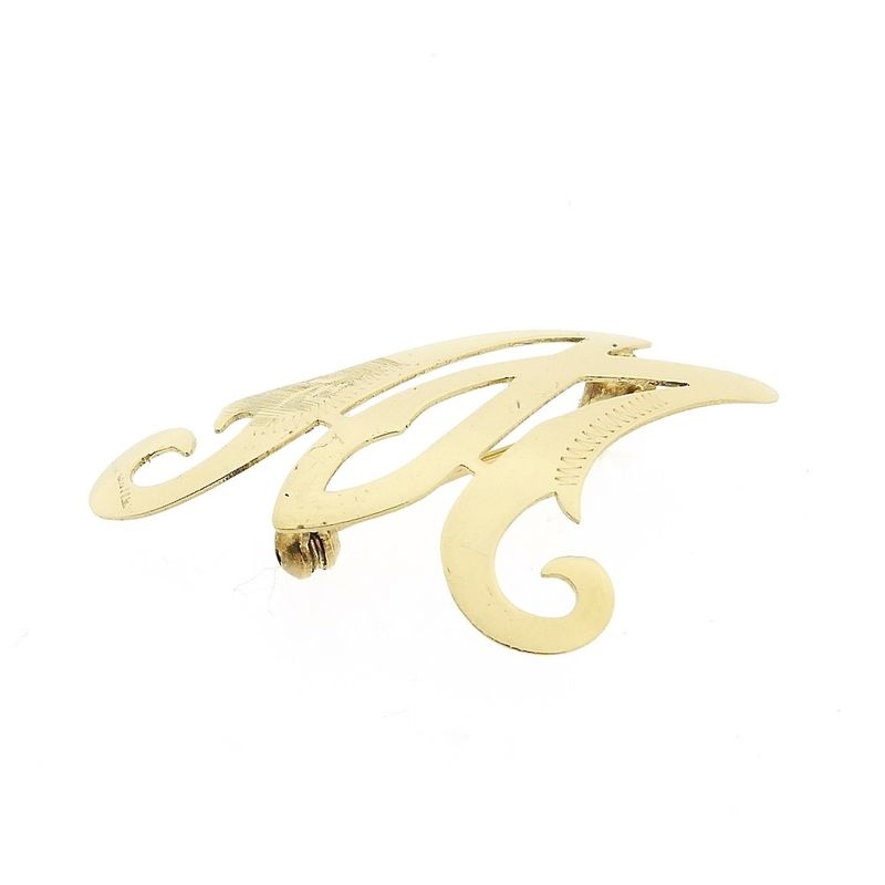 Image 3 of Gold letter brooch; letter M