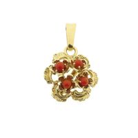 Gold floral pendant with blood coral