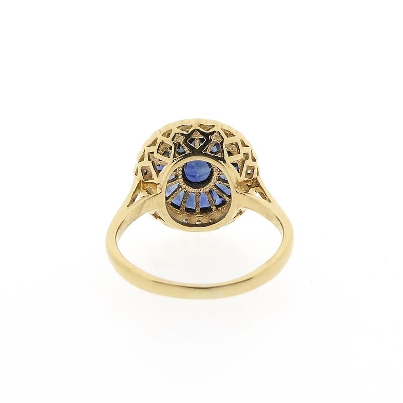 Image 5 of 18-karat gold ring with sapphire and diamond; 0.26 ct. | Art Deco