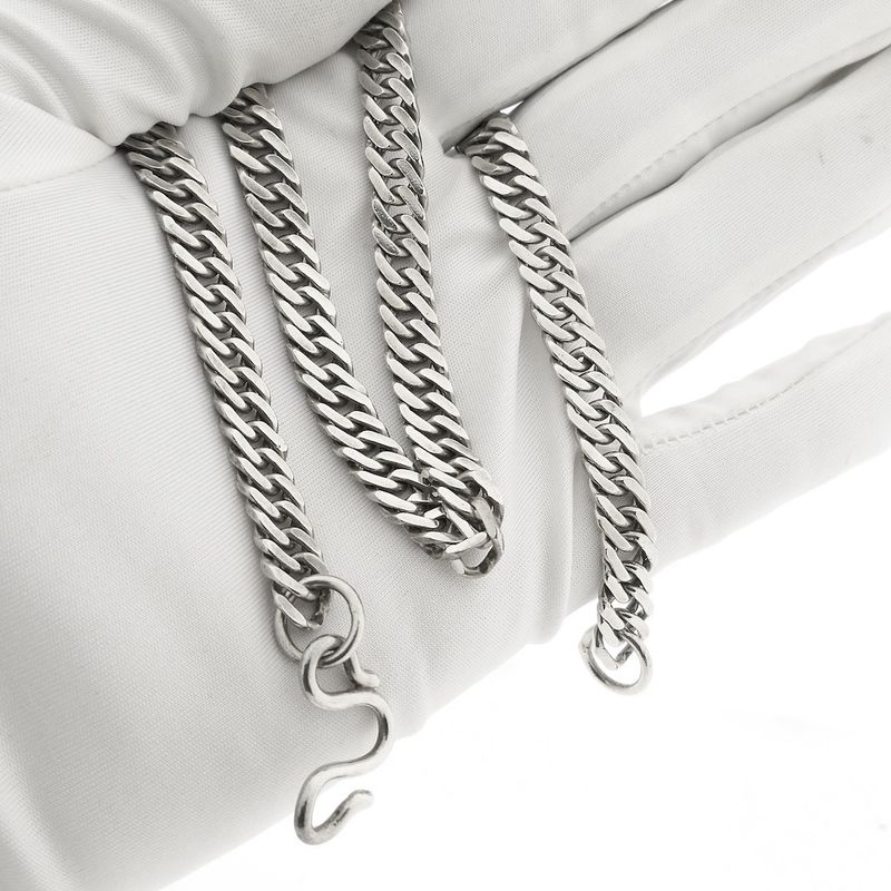 Image 9 of Silver flat gourmet link chain | 51 cm
