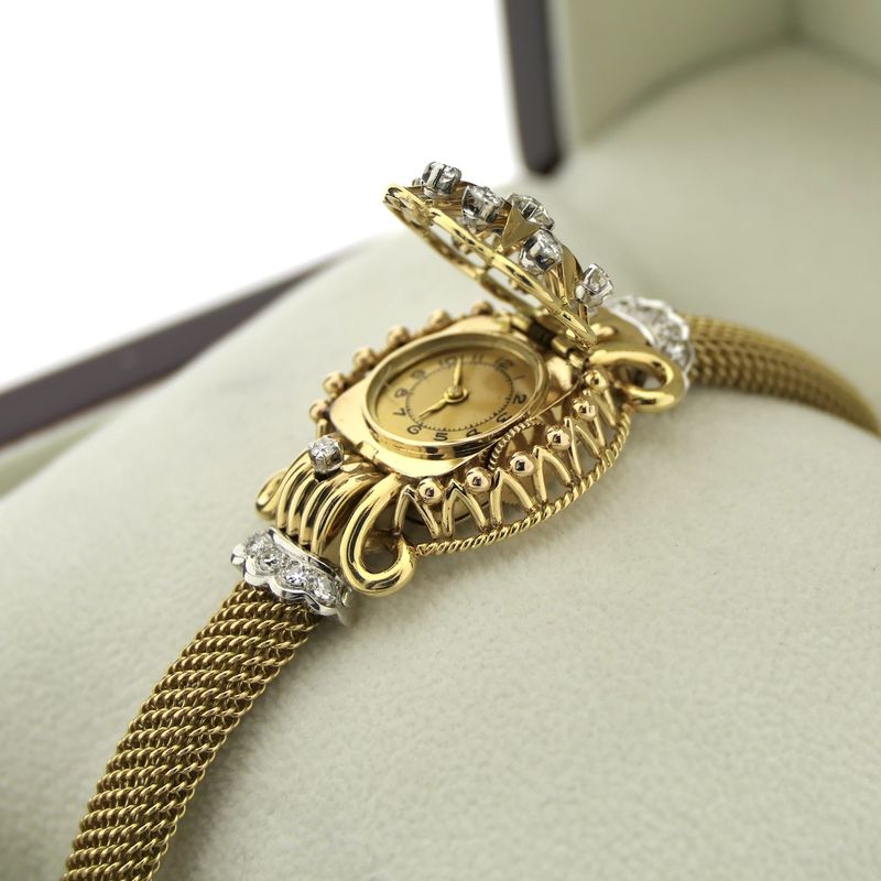 Image 20 of Swiss Geneva Bracelet/Cocktail Watch; 18k gold women's watch with diamonds