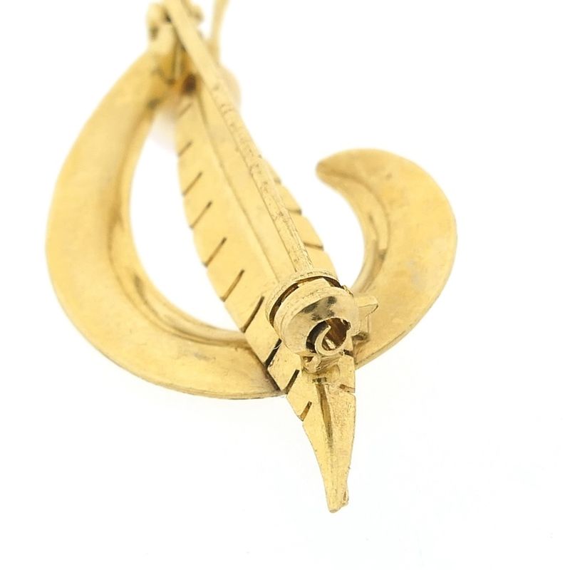 Image 3 of Gold feather brooch with pearl