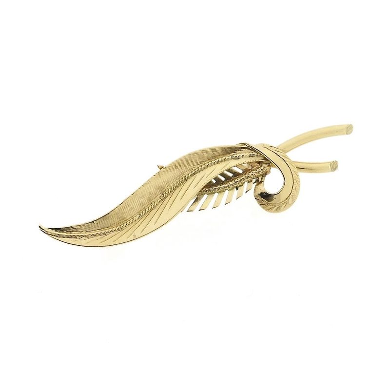 Image 6 of Vintage gold brooch of a feather