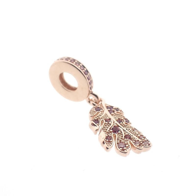 Image 3 of Pandora Moments dangle charm; Rose gold plated; Oak Leaf