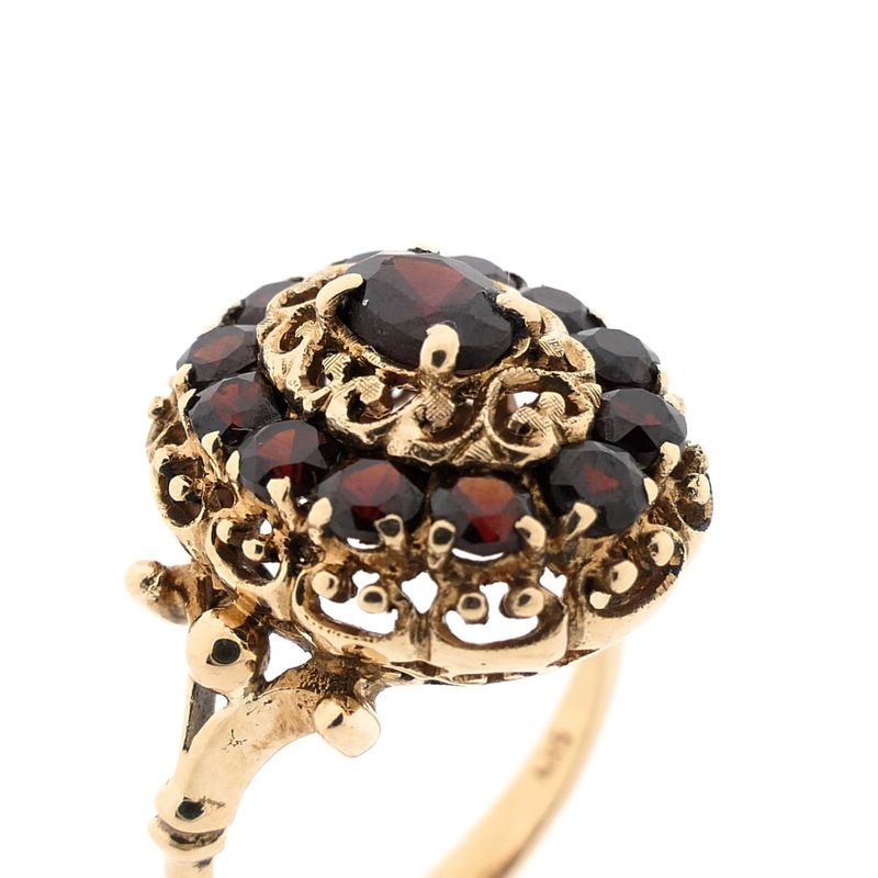 Image 5 of Gold entourage ring with garnet