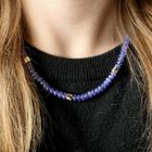 Image 8 of Gold tanzanite bead necklace with diamond; 0.12 ct. | 45 cm