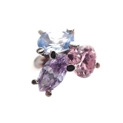 Image 2 of Silver cluster ring with large pastel zirconias