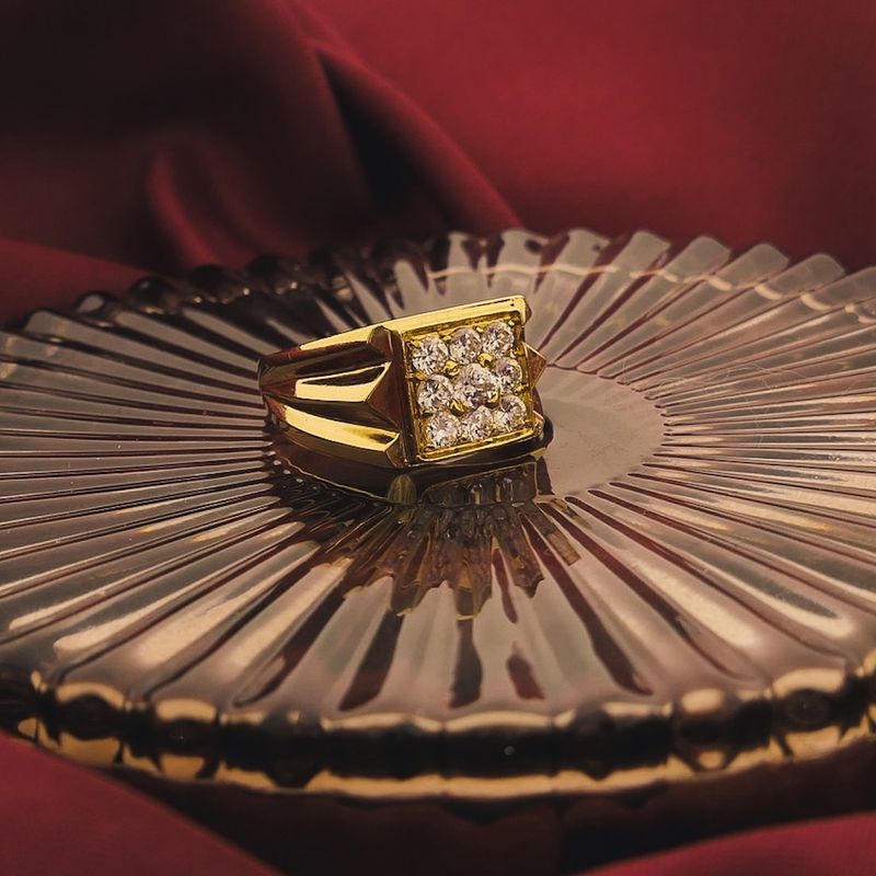 Image 2 of Gold signet ring with zirconia