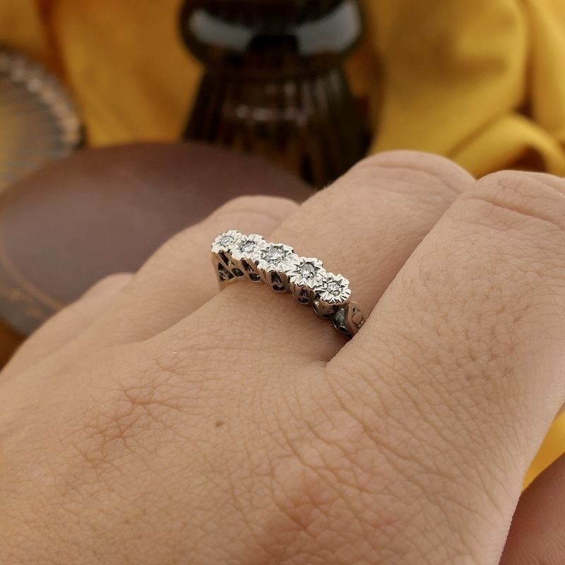 Image 4 of 18-karat two-tone gold ring with 0.065 ct. diamond