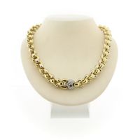 Cadaro two-tone gold necklace with sapphire and diamonds; 0.96 ct.