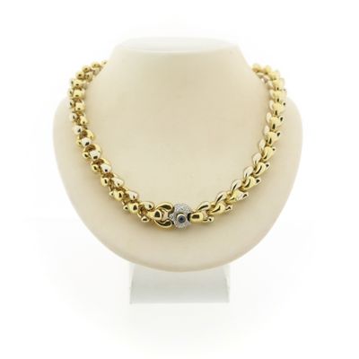 Image 1 of Cadaro two-tone gold necklace with sapphire and diamonds; 0.96 ct.