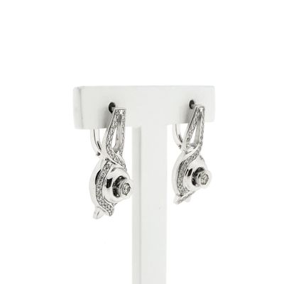 Image 2 of White gold earrings with diamonds; 0.59 ct.