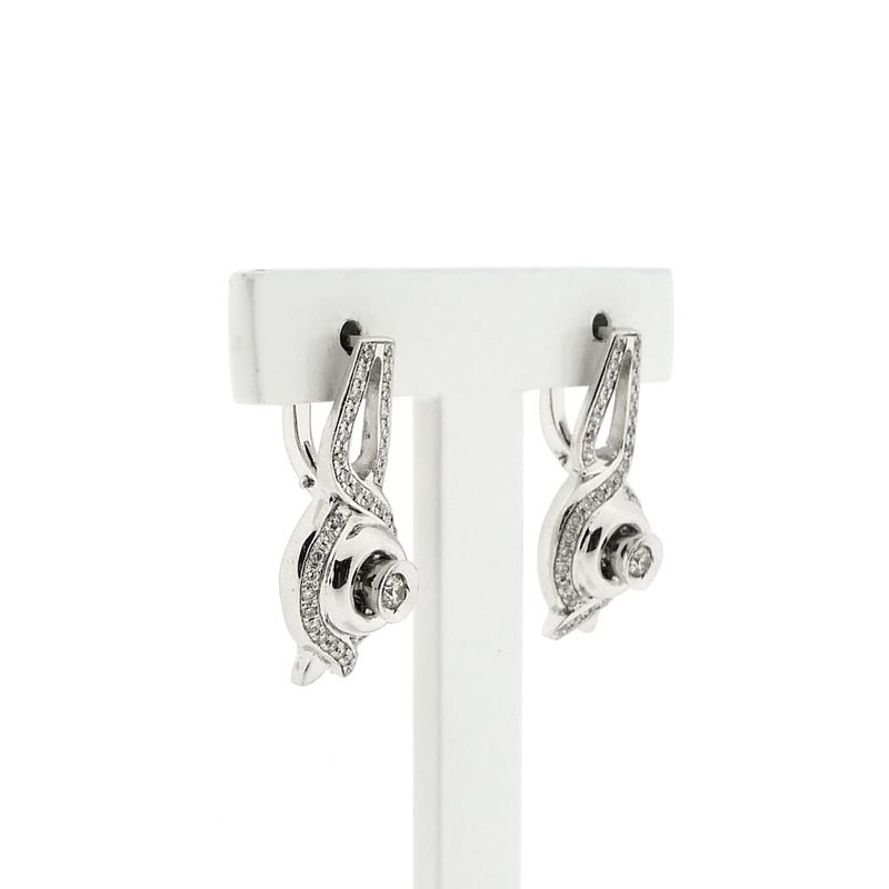 Image 2 of White gold earrings with diamonds; 0.59 ct.