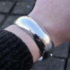 Image 7 of Wide Silver Slave Bracelet; Size S/M