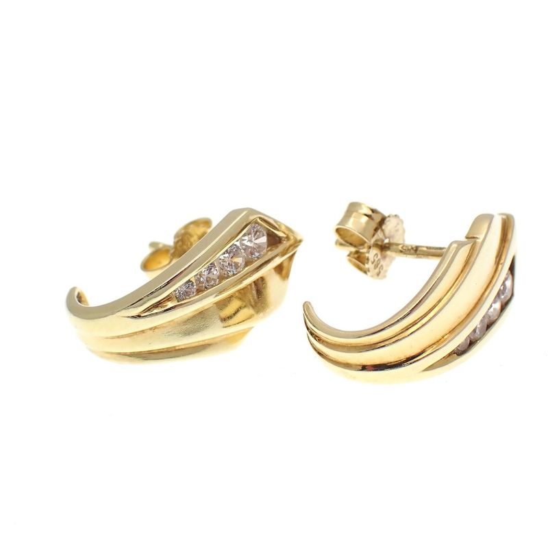 Image 1 of Yellow gold stud earrings with zirconia