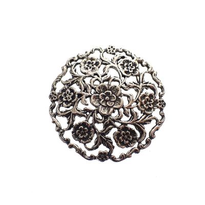 Image 2 of Large silver brooch | Floral design