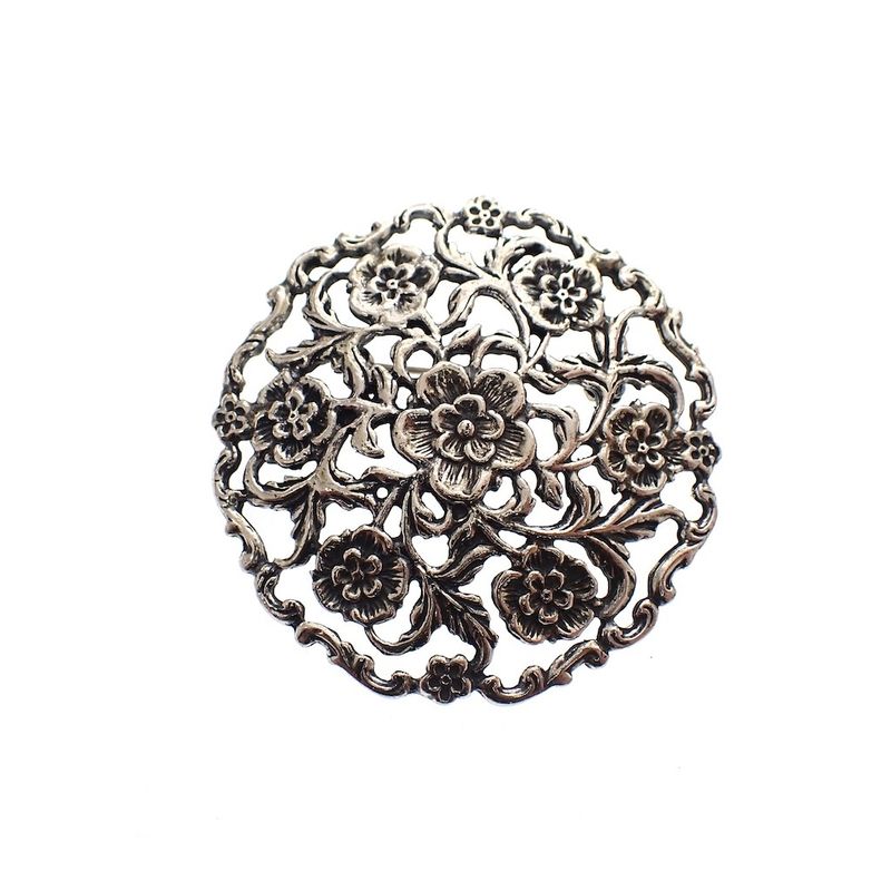 Image 2 of Large silver brooch | Floral design