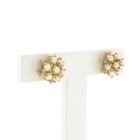 Image 2 of Gold floral stud earrings with pearl