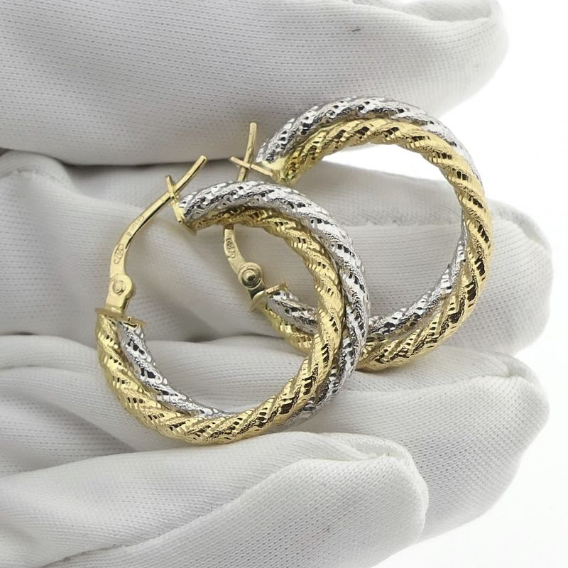 Image 4 of 18K Two-tone gold earrings | Ø 21 mm