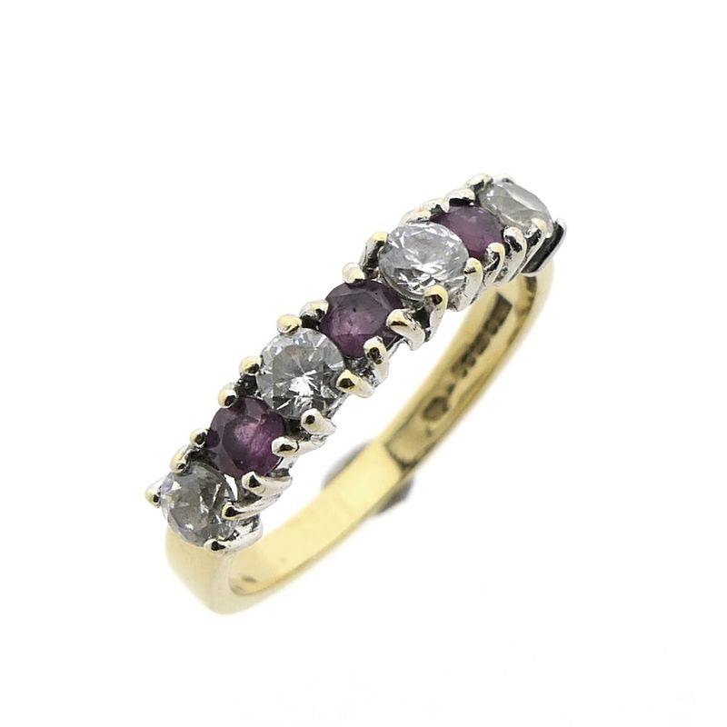 Image 1 of 9 carat row ring with ruby ​​and zirconia