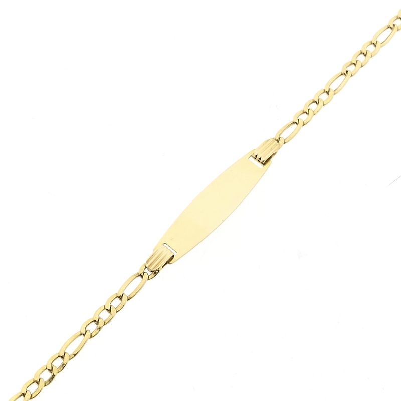 Afbeelding 8 van Gouden figaroschakel kinderarmband met graveerplaatje | 13 cm - 14,5 cm