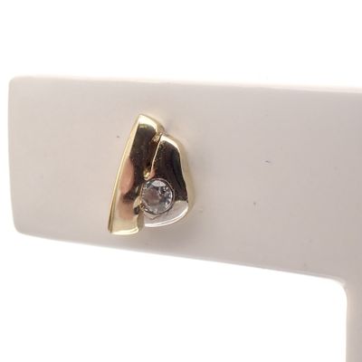 Image 2 of Bicolor gold stud earrings with zirconia