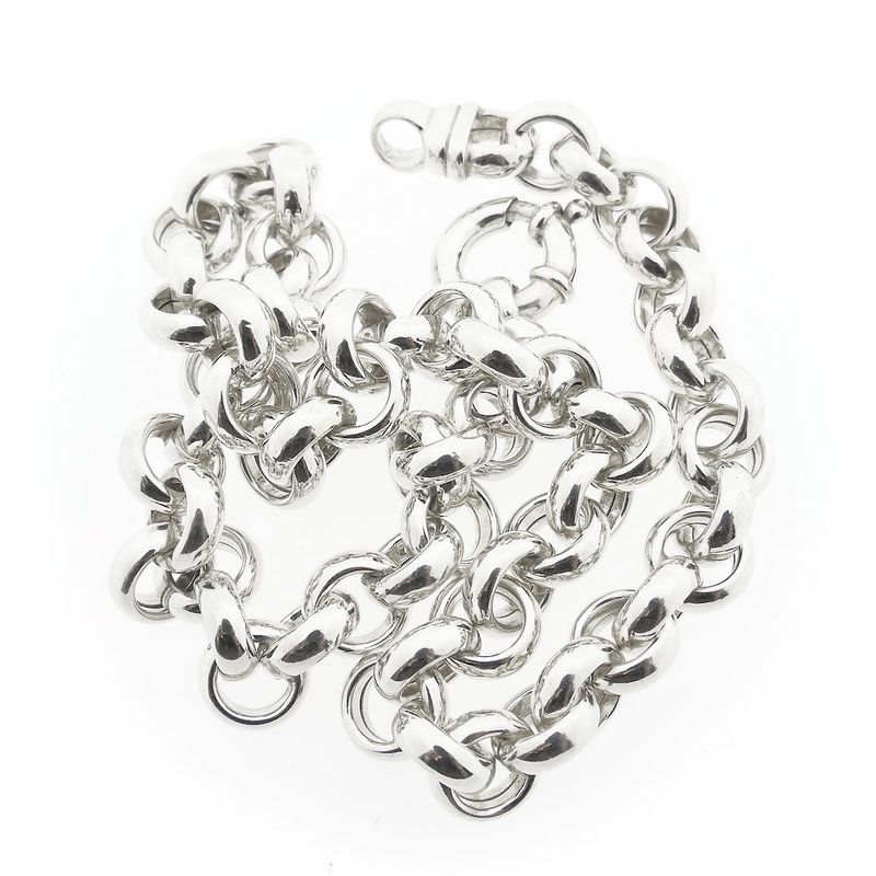 Image 8 of Silver robust jasseron link chain | 44 cm