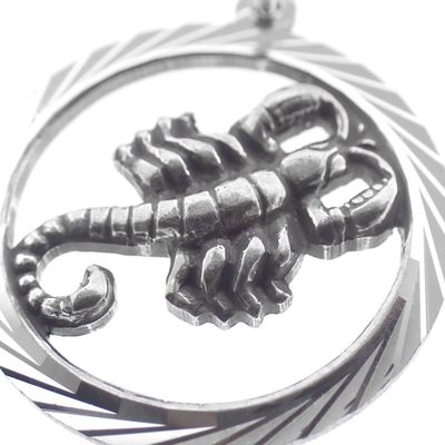 Image 2 of Silver zodiac sign pendant; Scorpio