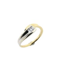 Two-tone gold ring with baguette diamond; 0.21 ct.