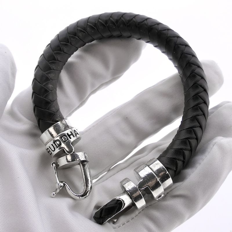 Image 4 of Silver leather Buddha to Buddha bracelet | 20 cm