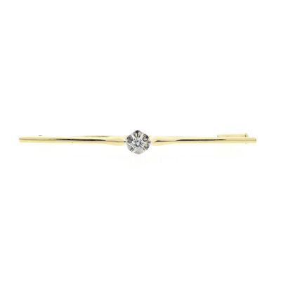 Image 1 of Gold brooch with diamond; 0.09 ct.