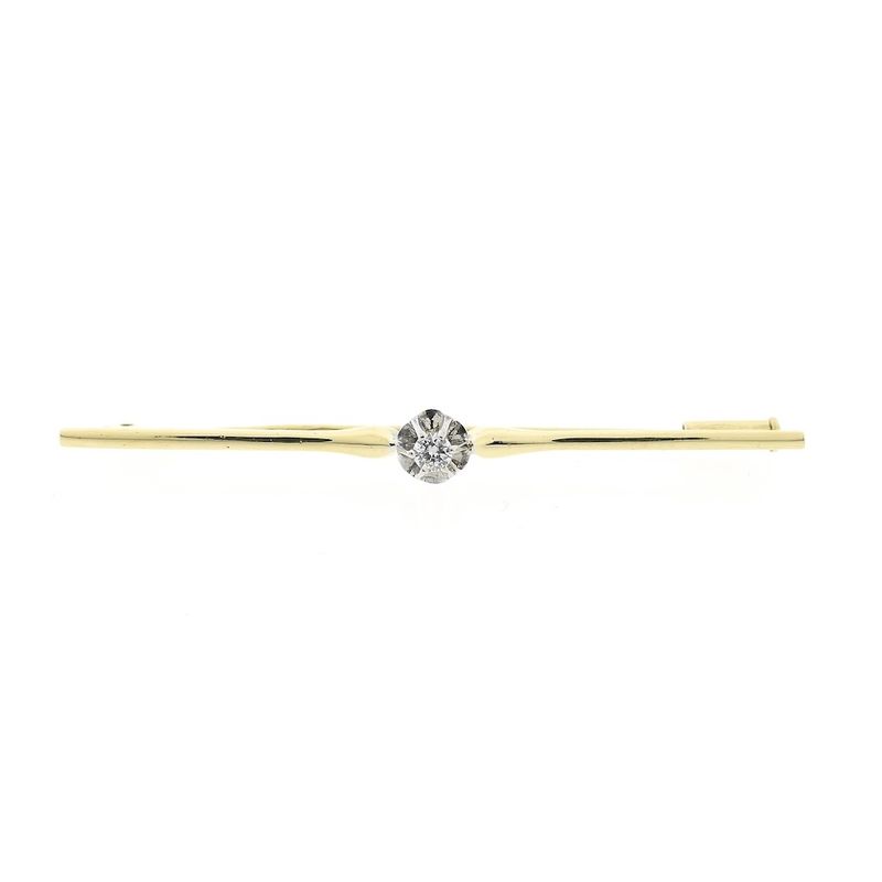 Image 1 of Gold brooch with diamond; 0.09 ct.