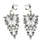 Image 6 of UTOPIA Art Deco white gold earrings with pearl and diamond 3.50 ct.