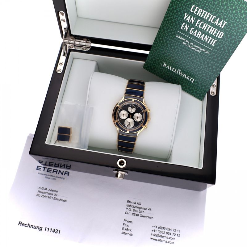 Afbeelding 2 van Eterna Airforce Galaxis Moonphase 850.4386.68; Vintage 18k. Gouden Heren Horloge