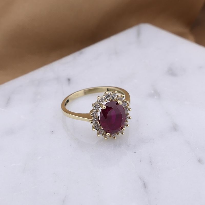 Image 7 of Gold ring with ruby ​​and zirconia | Vintage