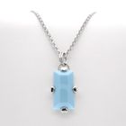 Image 5 of Silver jasseron link chain with turquoise pendant; 40-45 cm