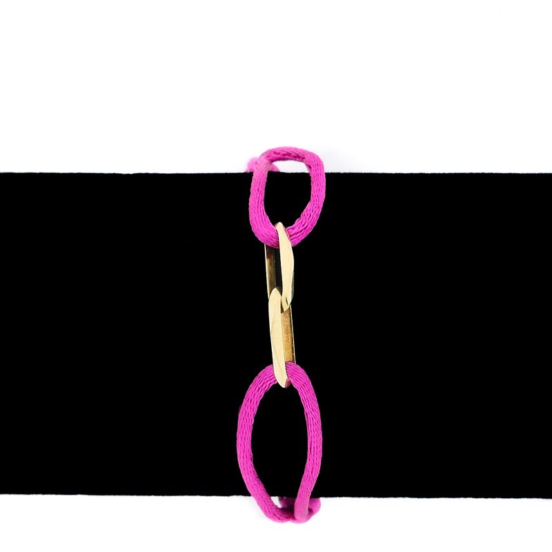 Image 11 of Forever Knots® Handmade Magenta Satin Bracelet with Gold Link