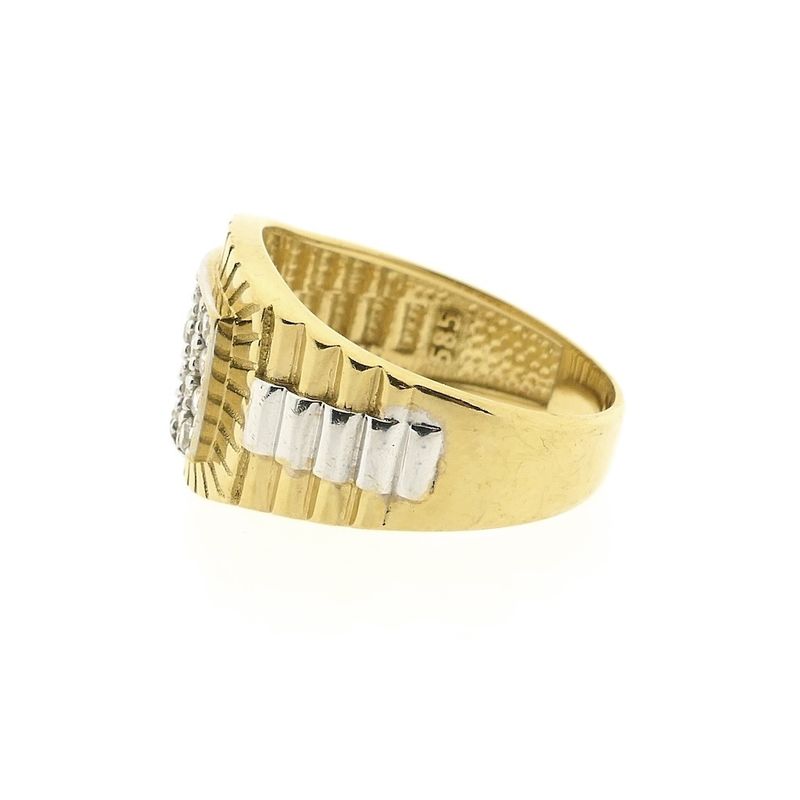 Image 7 of Two-tone gold Rolex President band ring with zirconia