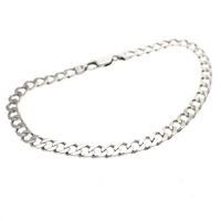 Silver flat gourmet link bracelet | 22 cm