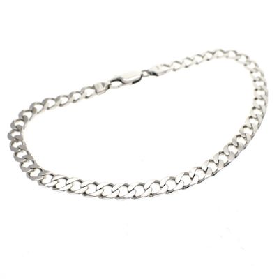 Image 1 of Silver flat gourmet link bracelet | 22 cm