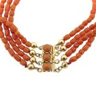 Image 6 of Blood coral bead bracelet with gold clasp; Antique | 20 cm