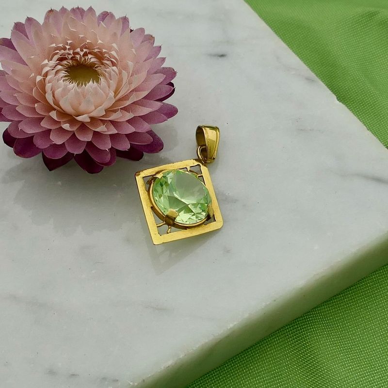 Image 2 of 22K Gold Pendant with Green Sapphire