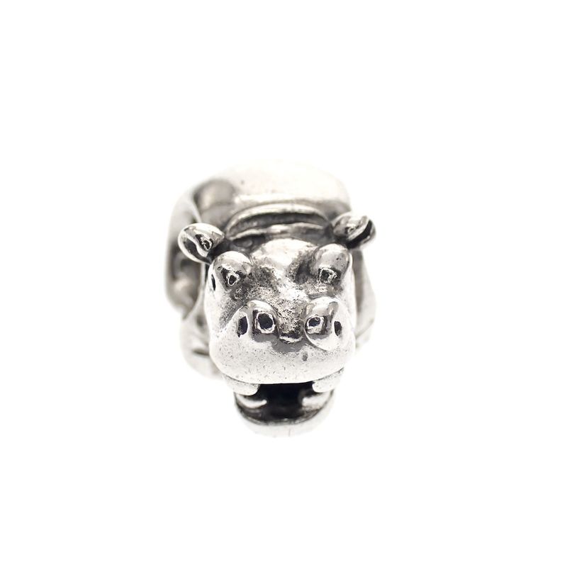 Image 3 of Pandora charm; Silver; Hippo
