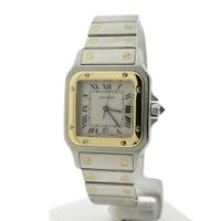 Cartier Santos Galbee; 18k. gold/steel watch
