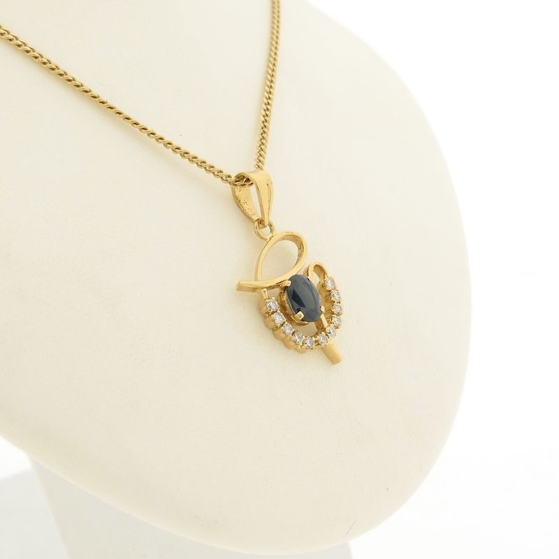 Image 7 of Gold pendant with sapphire and diamond 0.33 ct.