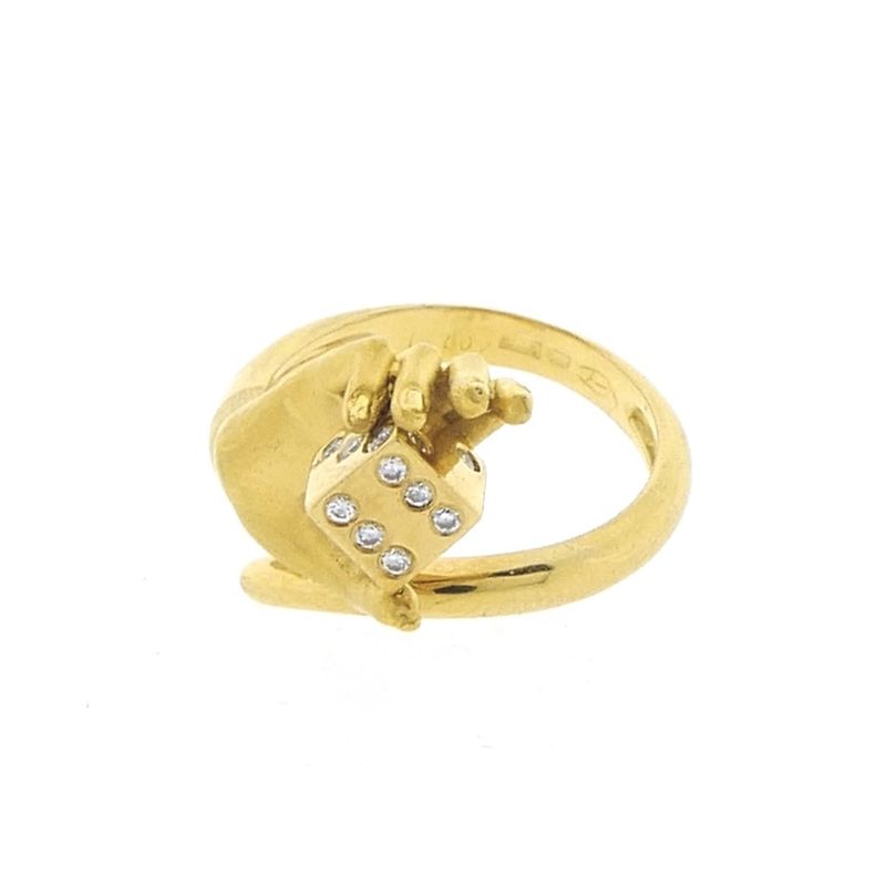 Image 7 of Carrera y Carrera vintage gold ring with diamonds; 0.20 ct.