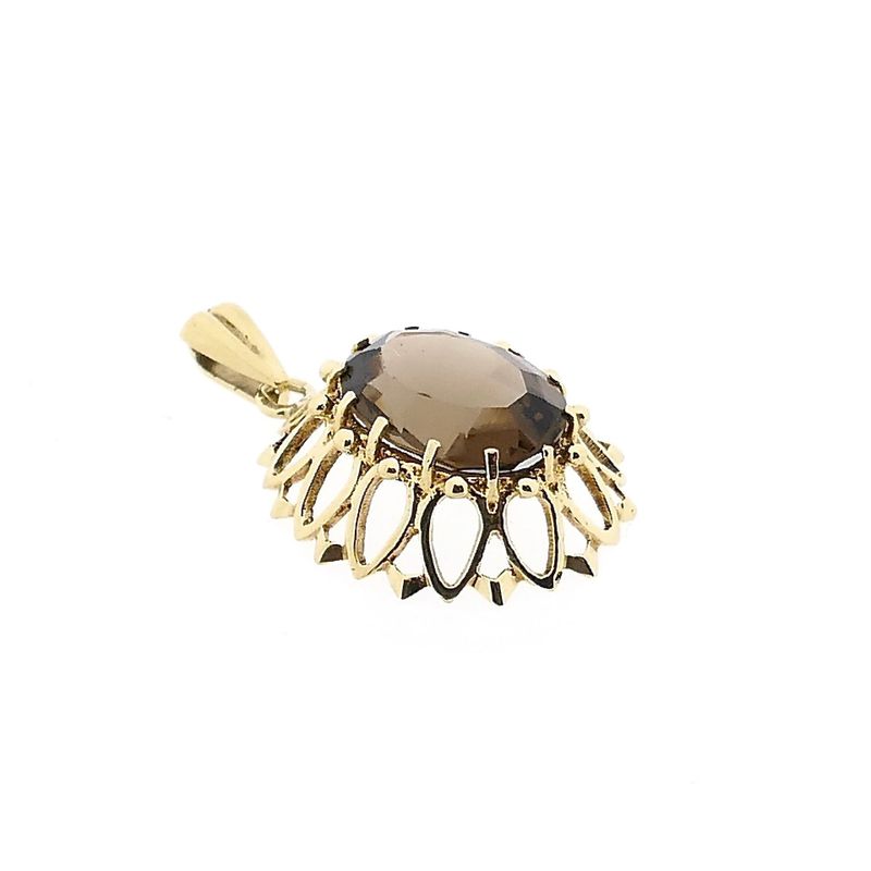 Afbeelding 3 van Vintage gouden hanger met rookkwarts