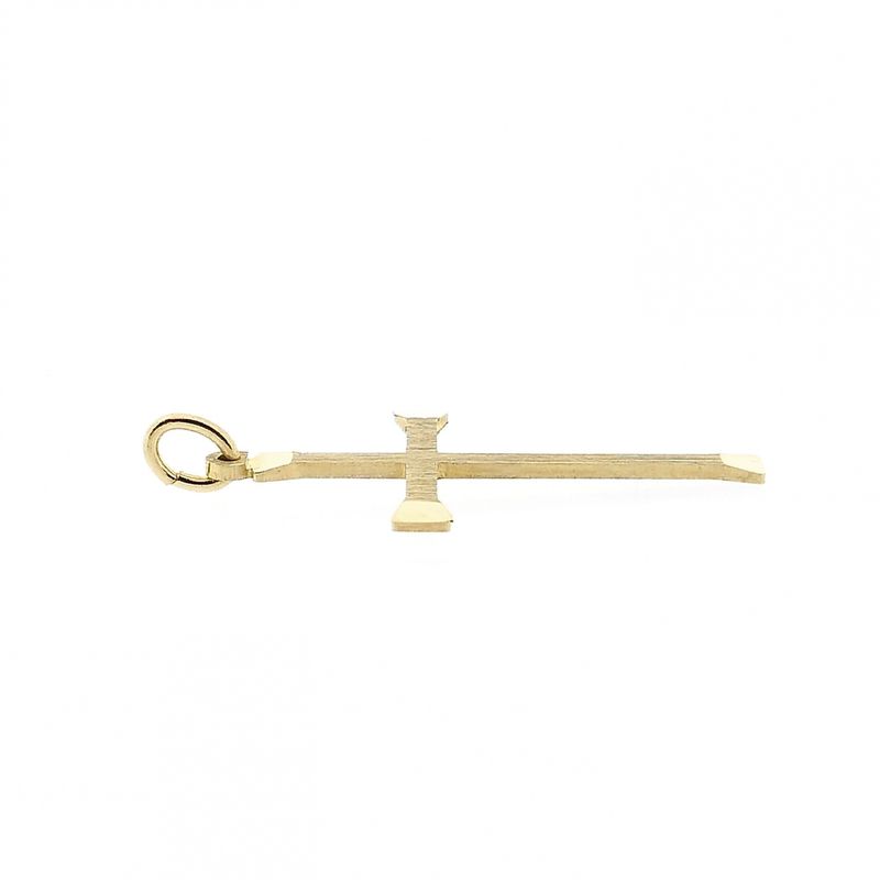 Afbeelding 4 van Gematteerd gouden hanger van een kruis