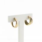 Image 3 of 18 ct. Tricolor gold semi-circular stud earrings