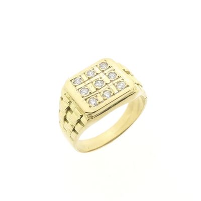Gold signet ring with diamonds; 0.54 ct. Image 1 of Gold signet ring with diamonds; 0.54 ct.